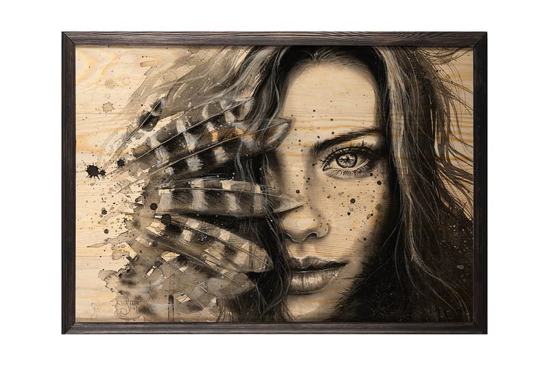 Dekorativ indrammet maleri  50x70 cm - Flerfarvet - Boligtilbehør - Billeder & kunst - Billeder på lærred