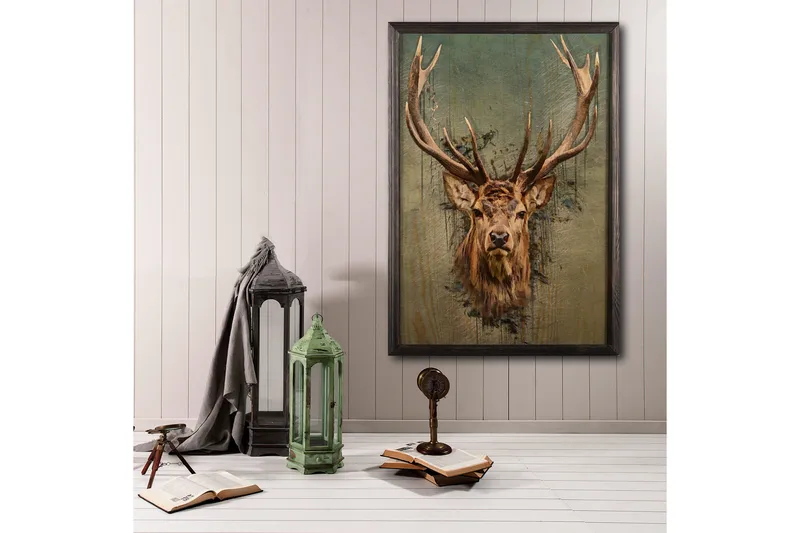 Dekorativ indrammet maleri  50x70 cm - Flerfarvet - Boligtilbehør - Billeder & kunst - Billeder på lærred