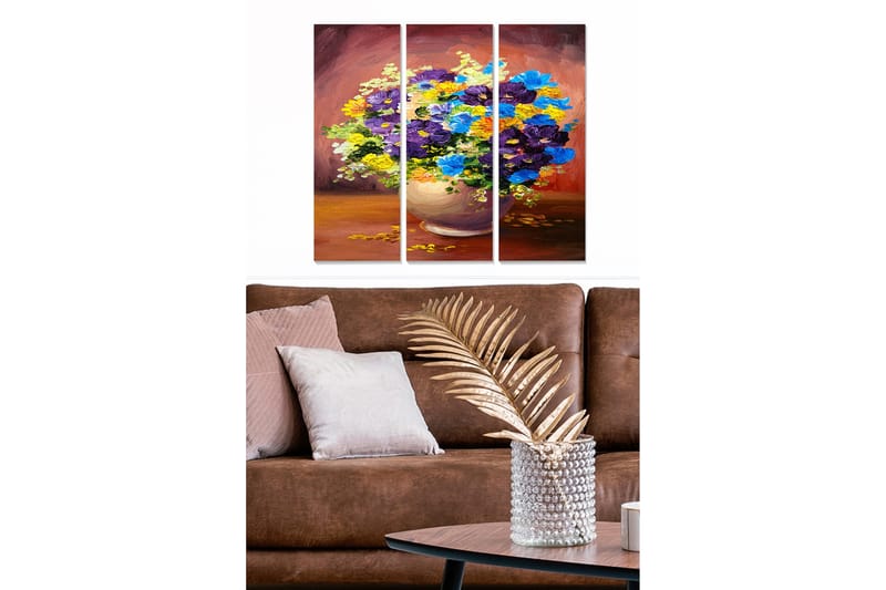 Dekorativ MDF-maleri 3-Dele 20x50 cm - Flerfarvet - Boligtilbehør - Billeder & kunst - Billeder på lærred