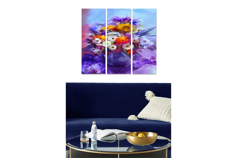 Dekorativ MDF-maleri 3-Dele 20x50 cm - Flerfarvet - Boligtilbehør - Billeder & kunst - Billeder på lærred