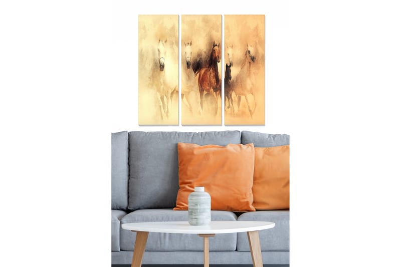 Dekorativ MDF-maleri 3-Dele 20x50 cm - Flerfarvet - Boligtilbehør - Billeder & kunst - Billeder på lærred