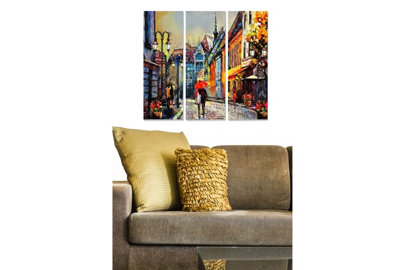 Dekorativ MDF-maleri 3-Dele 20x50 cm - Flerfarvet - Boligtilbehør - Billeder & kunst - Billeder på lærred
