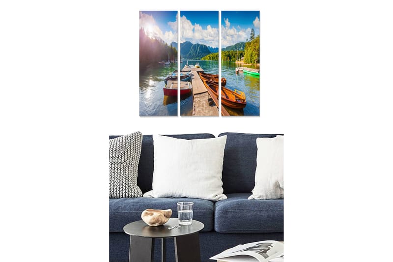 Dekorativ MDF-maleri 3-Dele 20x50 cm - Flerfarvet - Boligtilbehør - Billeder & kunst - Billeder på lærred