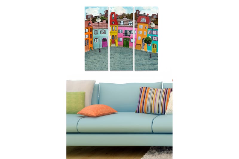 Dekorativ MDF-maleri 3-Dele 20x50 cm - Flerfarvet - Boligtilbehør - Billeder & kunst - Billeder på lærred
