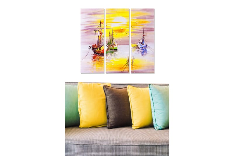 Dekorativ MDF-maleri 3-Dele 20x50 cm - Flerfarvet - Boligtilbehør - Billeder & kunst - Billeder på lærred