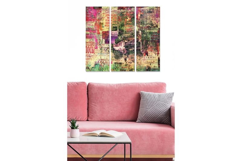 Dekorativ MDF-maleri 3-Dele 20x50 cm - Flerfarvet - Boligtilbehør - Billeder & kunst - Billeder på lærred