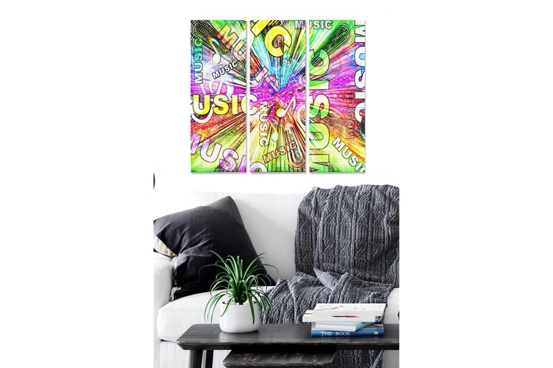 Dekorativ MDF-maleri 3-Dele 20x50 cm - Flerfarvet - Boligtilbehør - Billeder & kunst - Billeder på lærred