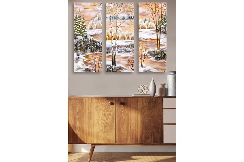 Dekorativ MDF-maleri 3-Dele 20x50 cm - Flerfarvet - Boligtilbehør - Billeder & kunst - Billeder på lærred