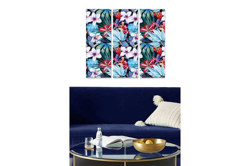 Dekorativ MDF-maleri 3-Dele 20x50 cm - Flerfarvet - Boligtilbehør - Billeder & kunst - Billeder på lærred