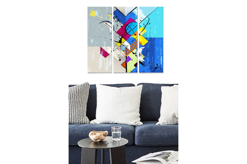 Dekorativ MDF-maleri 3-Dele 20x50 cm - Flerfarvet - Boligtilbehør - Billeder & kunst - Billeder på lærred