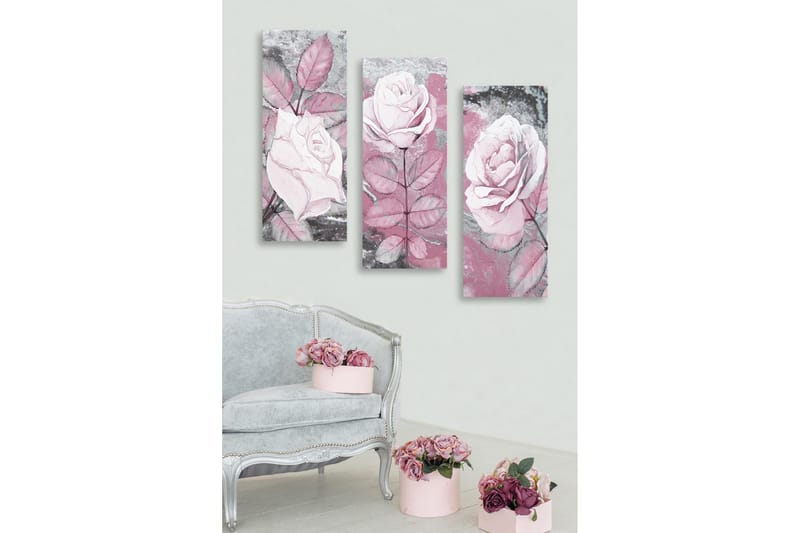 Dekorativ MDF-maleri 3-Dele 20x50 cm - Flerfarvet - Boligtilbehør - Billeder & kunst - Billeder på lærred