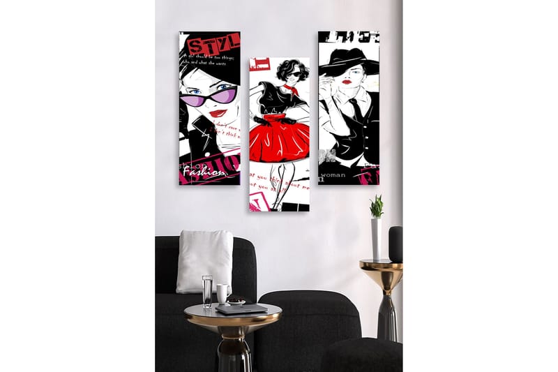 Dekorativ MDF-maleri 3-Dele 20x50 cm - Flerfarvet - Boligtilbehør - Billeder & kunst - Billeder på lærred