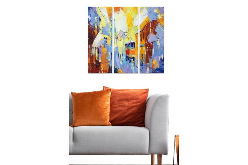 Dekorativ MDF-maleri 3-Dele 20x50 cm - Flerfarvet - Boligtilbehør - Billeder & kunst - Billeder på lærred