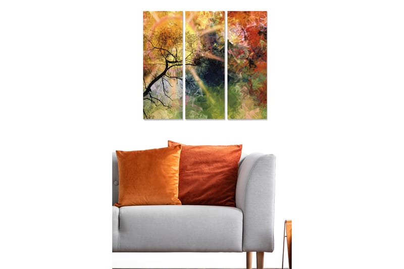 Dekorativ MDF-maleri 3-Dele 20x50 cm - Flerfarvet - Boligtilbehør - Billeder & kunst - Billeder på lærred