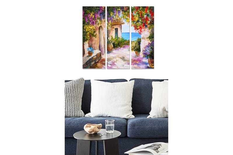 Dekorativ MDF-maleri 3-Dele 20x50 cm - Flerfarvet - Boligtilbehør - Billeder & kunst - Billeder på lærred