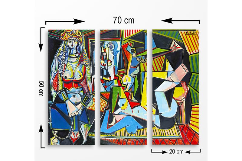 Dekorativ MDF-maleri 3-Dele 20x50 cm - Flerfarvet - Billeder på lærred