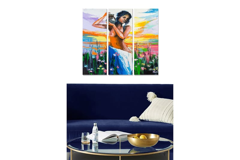 Dekorativ MDF-maleri 3-Dele 20x50 cm - Flerfarvet - Boligtilbehør - Billeder & kunst - Billeder på lærred