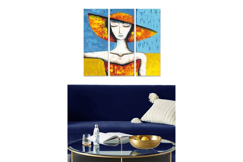 Dekorativ MDF-maleri 3-Dele 20x50 cm - Flerfarvet - Boligtilbehør - Billeder & kunst - Billeder på lærred