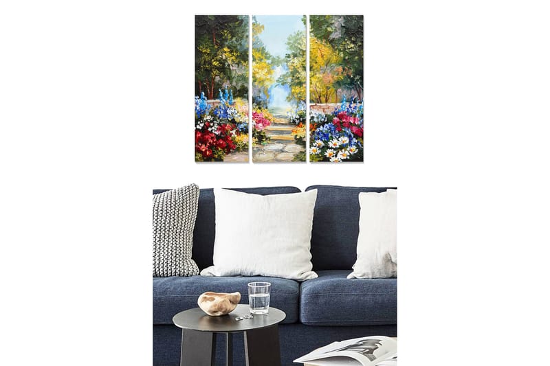 Dekorativ MDF-maleri 3-Dele 20x50 cm - Flerfarvet - Boligtilbehør - Billeder & kunst - Billeder på lærred