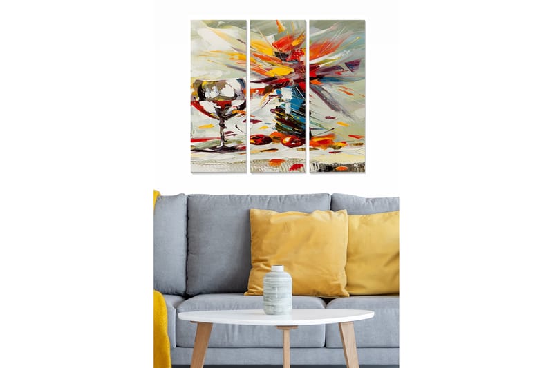 Dekorativ MDF-maleri 3-Dele 20x50 cm - Flerfarvet - Boligtilbehør - Billeder & kunst - Billeder på lærred