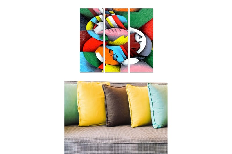 Dekorativ MDF-maleri 3-Dele 20x50 cm - Flerfarvet - Billeder på lærred