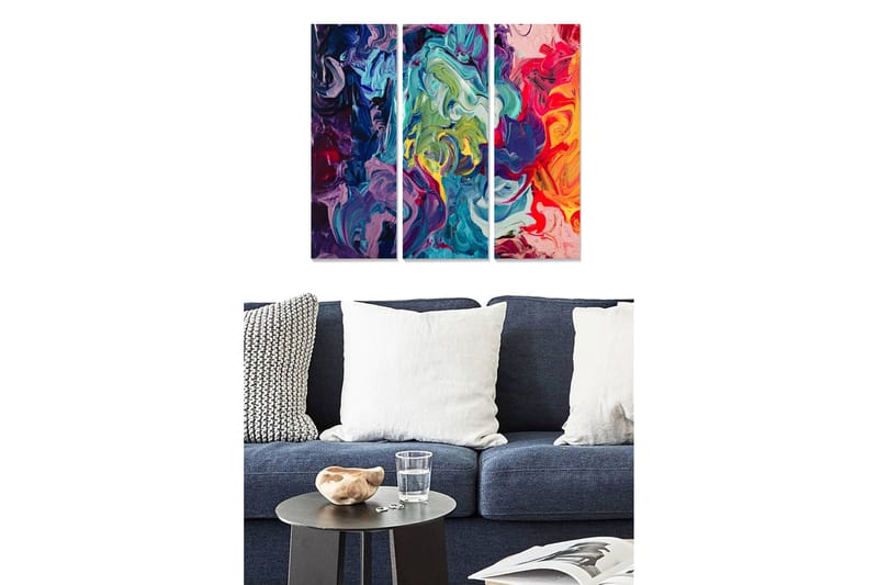 Dekorativ MDF-maleri 3-Dele 20x50 cm - Flerfarvet - Boligtilbehør - Billeder & kunst - Billeder på lærred