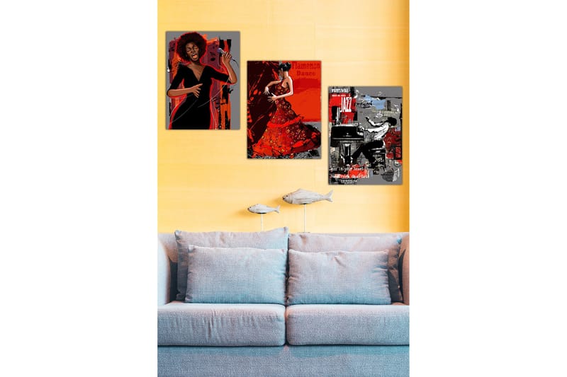 Dekorativ MDF-maleri 3-Dele 30x40 cm, Flerfarvet