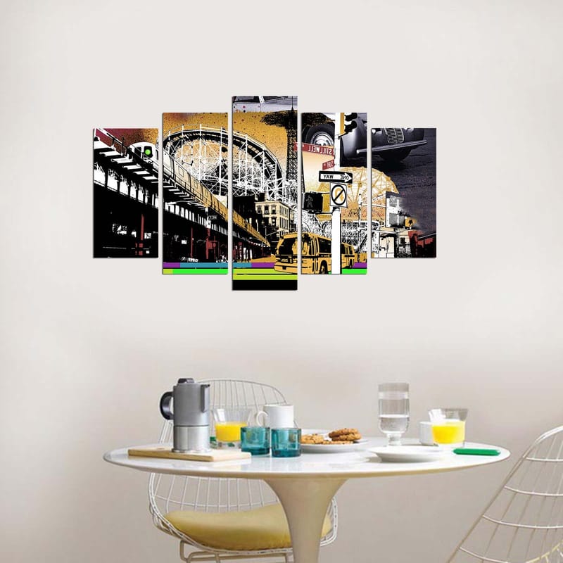 Dekorativ MDF-maleri 5-Dele 20x60 cm - Flerfarvet - Boligtilbehør - Billeder & kunst - Billeder på lærred