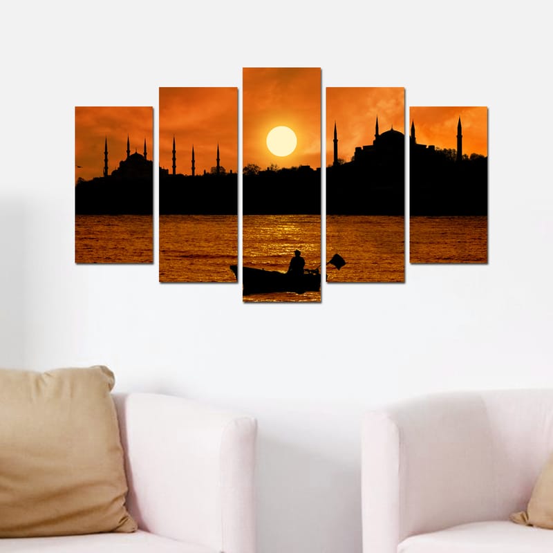Dekorativ MDF-maleri 5-Dele 20x60 cm - Flerfarvet - Boligtilbehør - Billeder & kunst - Billeder på lærred