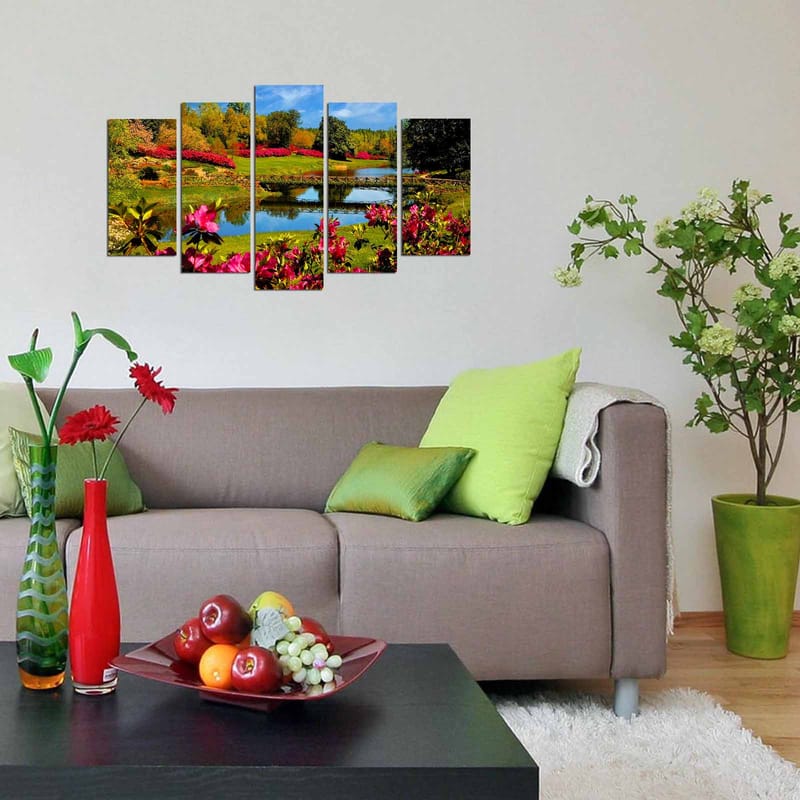 Dekorativ MDF-maleri 5-Dele 20x60 cm - Flerfarvet - Boligtilbehør - Billeder & kunst - Billeder på lærred
