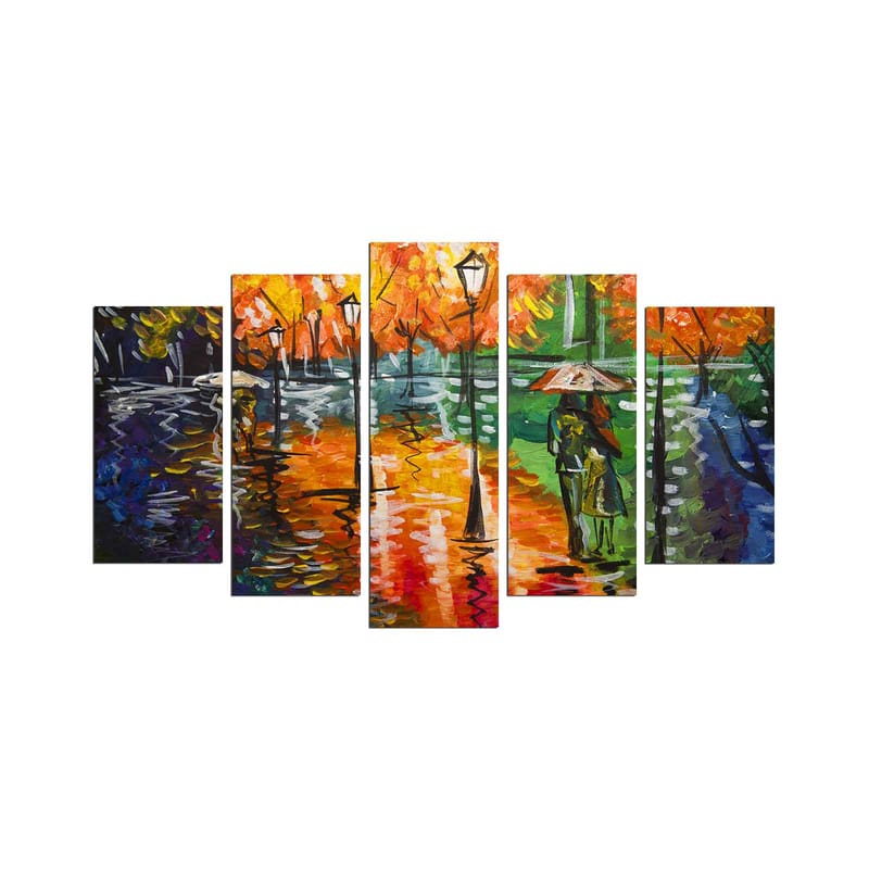 Dekorativ MDF-maleri 5-Dele 20x60 cm - Flerfarvet - Boligtilbehør - Billeder & kunst - Billeder på lærred