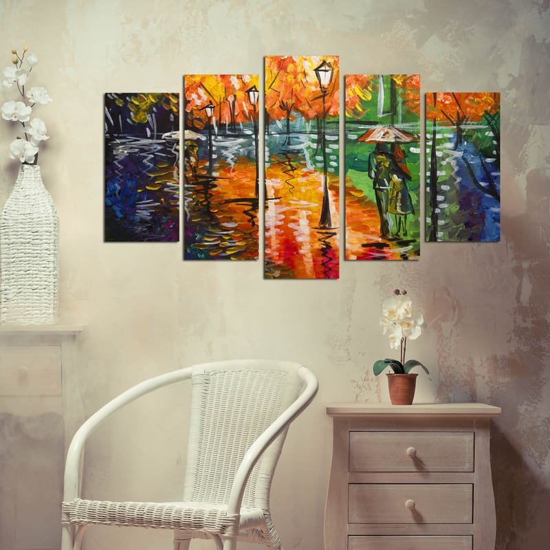 Dekorativ MDF-maleri 5-Dele 20x60 cm - Flerfarvet - Boligtilbehør - Billeder & kunst - Billeder på lærred