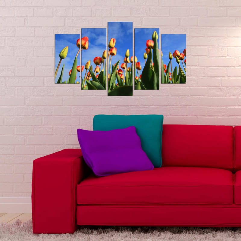 Dekorativ MDF-maleri 5-Dele 20x60 cm - Flerfarvet - Boligtilbehør - Billeder & kunst - Billeder på lærred