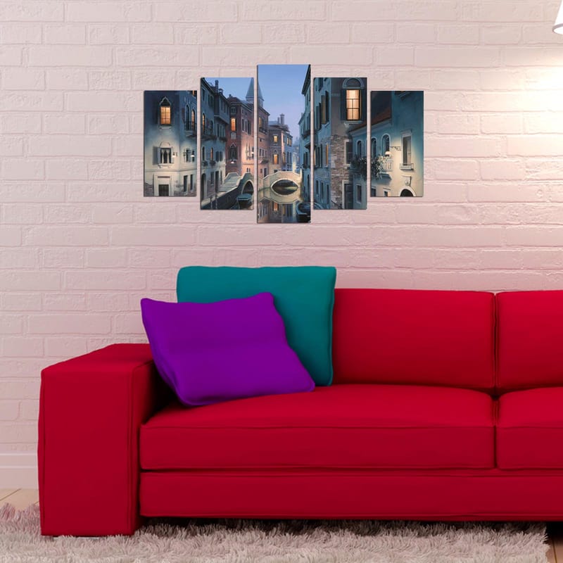 Dekorativ MDF-maleri 5-Dele 20x60 cm - Flerfarvet - Boligtilbehør - Billeder & kunst - Billeder på lærred