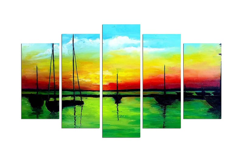Dekorativ MDF-maleri 5-Dele 20x60 cm - Flerfarvet - Boligtilbehør - Billeder & kunst - Billeder på lærred