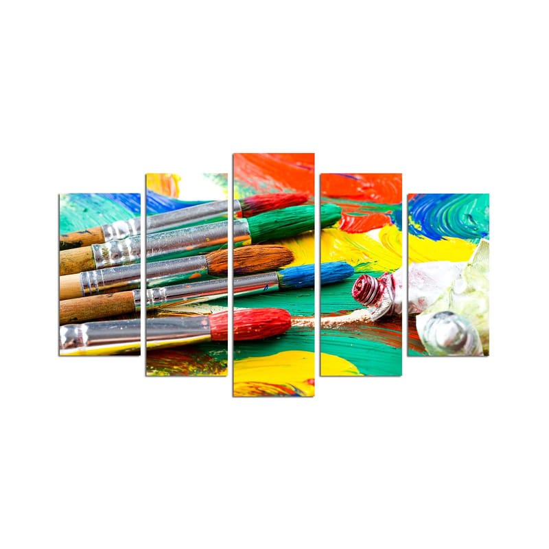 Dekorativ MDF-maleri 5-Dele 20x60 cm - Flerfarvet - Boligtilbehør - Billeder & kunst - Billeder på lærred