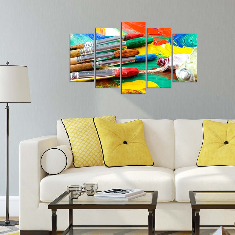 Dekorativ MDF-maleri 5-Dele 20x60 cm - Flerfarvet - Boligtilbehør - Billeder & kunst - Billeder på lærred
