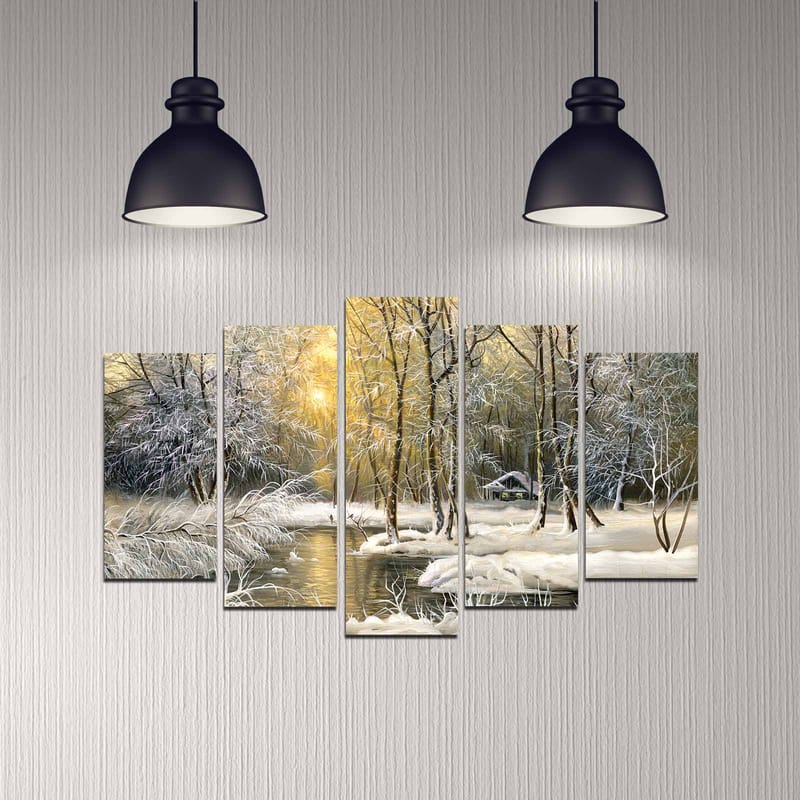 Dekorativ MDF-maleri 5-Dele 20x60 cm - Flerfarvet - Boligtilbehør - Billeder & kunst - Billeder på lærred