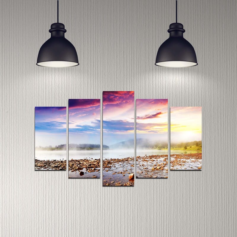 Dekorativ MDF-maleri 5-Dele 20x60 cm - Flerfarvet - Boligtilbehør - Billeder & kunst - Billeder på lærred