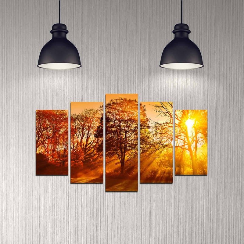 Dekorativ MDF-maleri 5-Dele 20x60 cm - Flerfarvet - Boligtilbehør - Billeder & kunst - Billeder på lærred