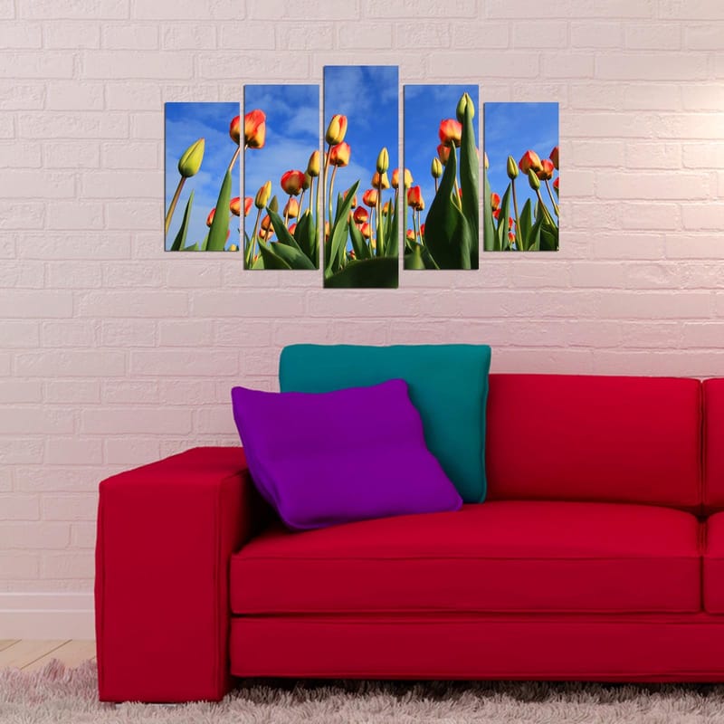 Dekorativ MDF-maleri 5-Dele 20x60 cm - Flerfarvet - Boligtilbehør - Billeder & kunst - Billeder på lærred