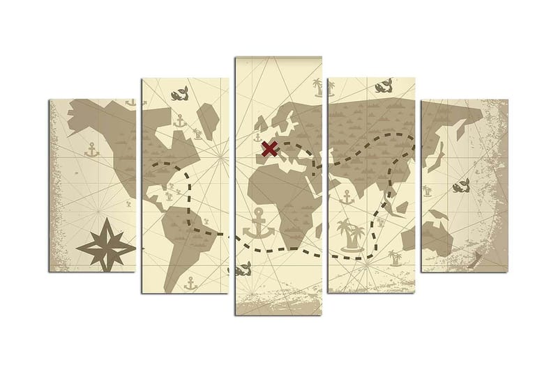 Dekorativ MDF-maleri 5-Dele 20x60 cm, Flerfarvet