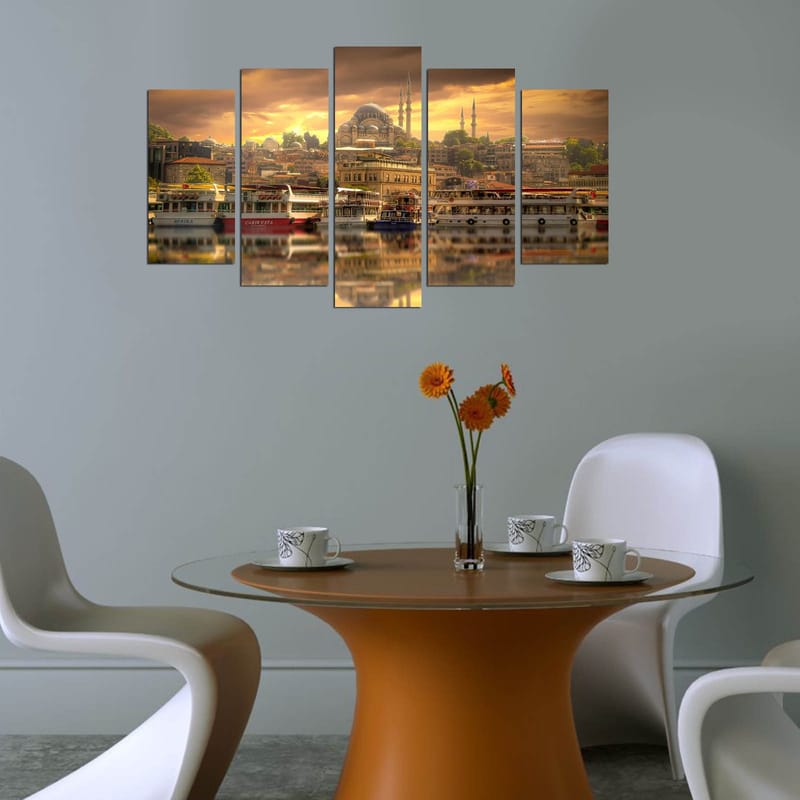 Dekorativ MDF-maleri 5-Dele 20x60 cm - Flerfarvet - Boligtilbehør - Billeder & kunst - Billeder på lærred