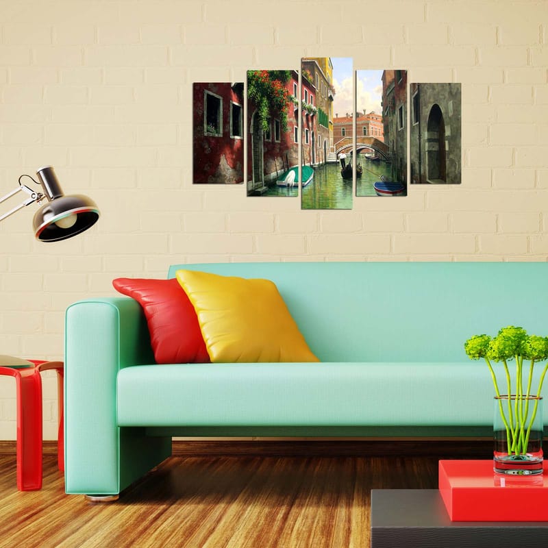 Dekorativ MDF-maleri 5-Dele 20x60 cm - Flerfarvet - Boligtilbehør - Billeder & kunst - Billeder på lærred