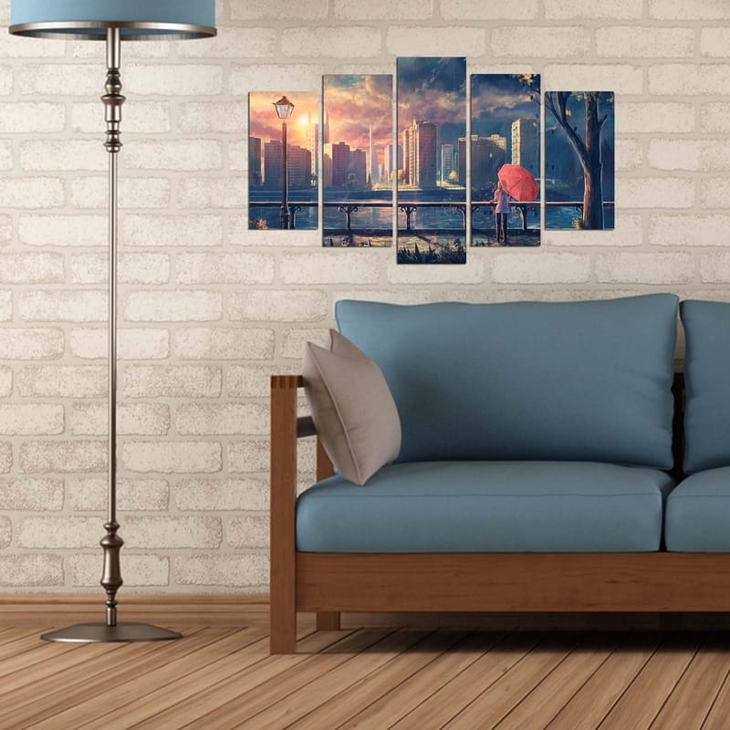 Dekorativ MDF-maleri 5-Dele 20x60 cm - Flerfarvet - Boligtilbehør - Billeder & kunst - Billeder på lærred