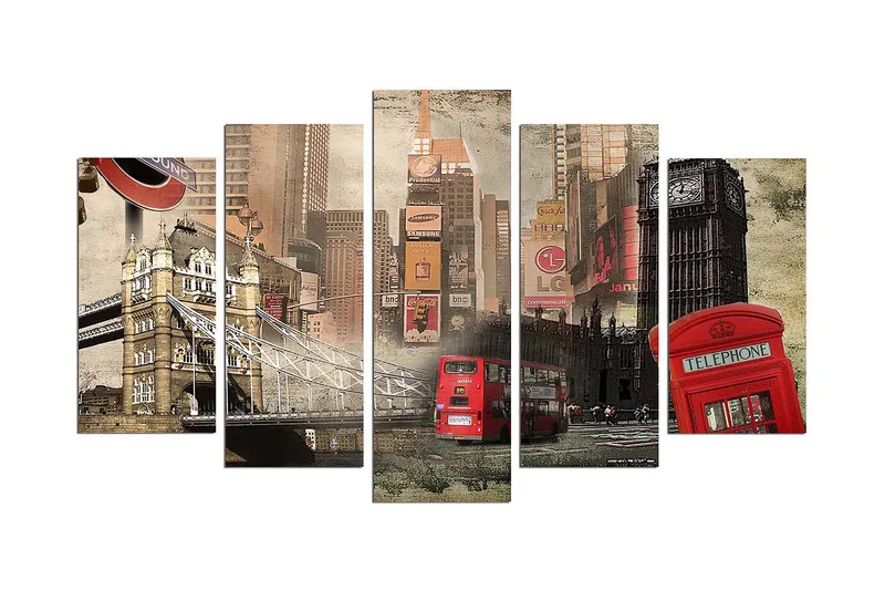 Dekorativ MDF-maleri 5-Dele 20x60 cm, Flerfarvet