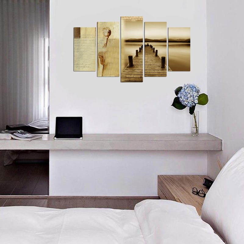 Dekorativ MDF-maleri 5-Dele 20x60 cm - Flerfarvet - Boligtilbehør - Billeder & kunst - Billeder på lærred