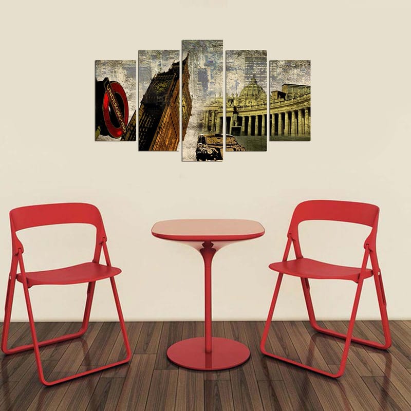 Dekorativ MDF-maleri 5-Dele 20x60 cm - Flerfarvet - Boligtilbehør - Billeder & kunst - Billeder på lærred