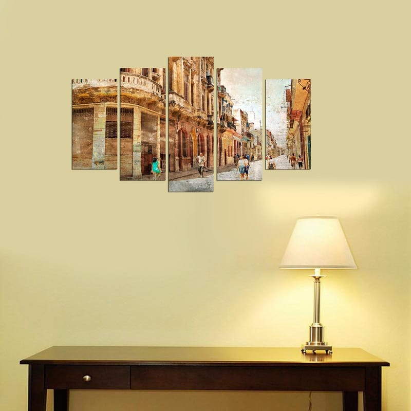 Dekorativ MDF-maleri 5-Dele 20x60 cm - Flerfarvet - Boligtilbehør - Billeder & kunst - Billeder på lærred