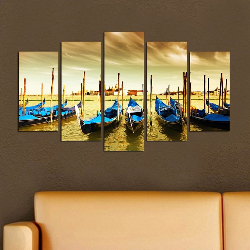 Dekorativ MDF-maleri 5-Dele 20x60 cm - Flerfarvet - Boligtilbehør - Billeder & kunst - Billeder på lærred